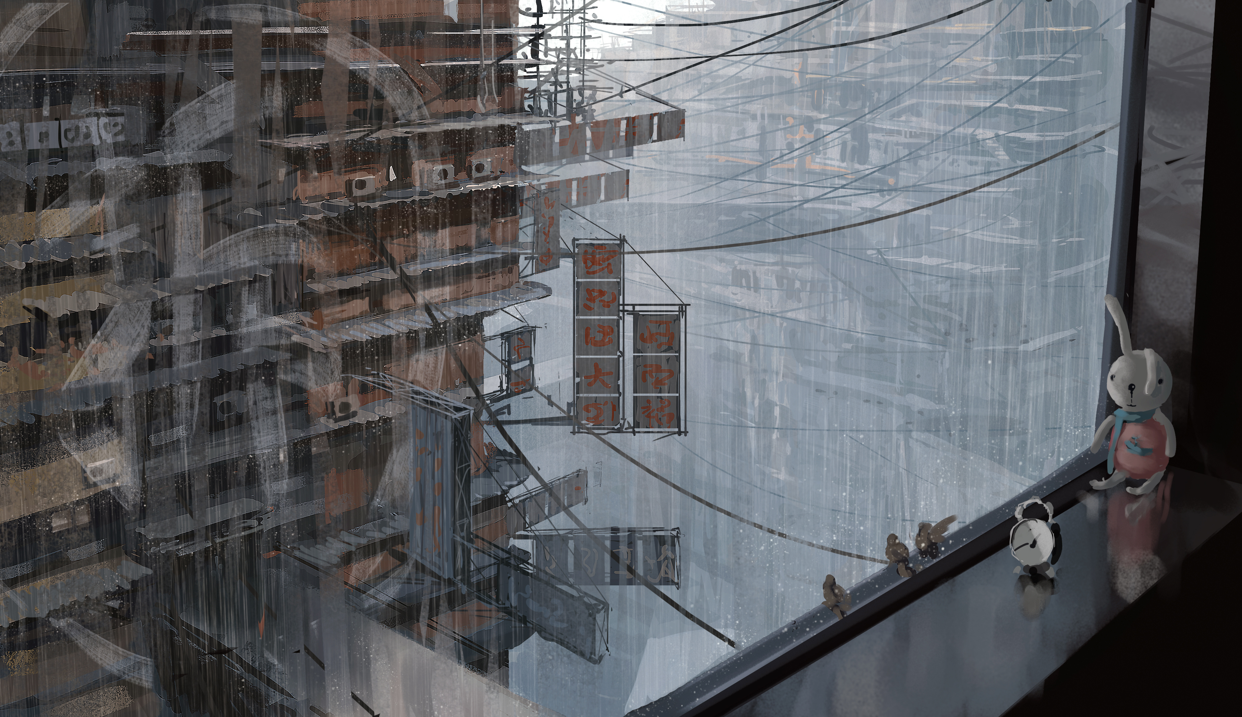 Free download Architecture Doll Alarm Clock Rain Wires 4K Wallpaper, Wallpaper(s) website provided.