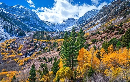 Free download Nature Landscape Trees Mountains Autumn Sky Clouds 4K Wallpaper, Wallpaper(s) website provided.