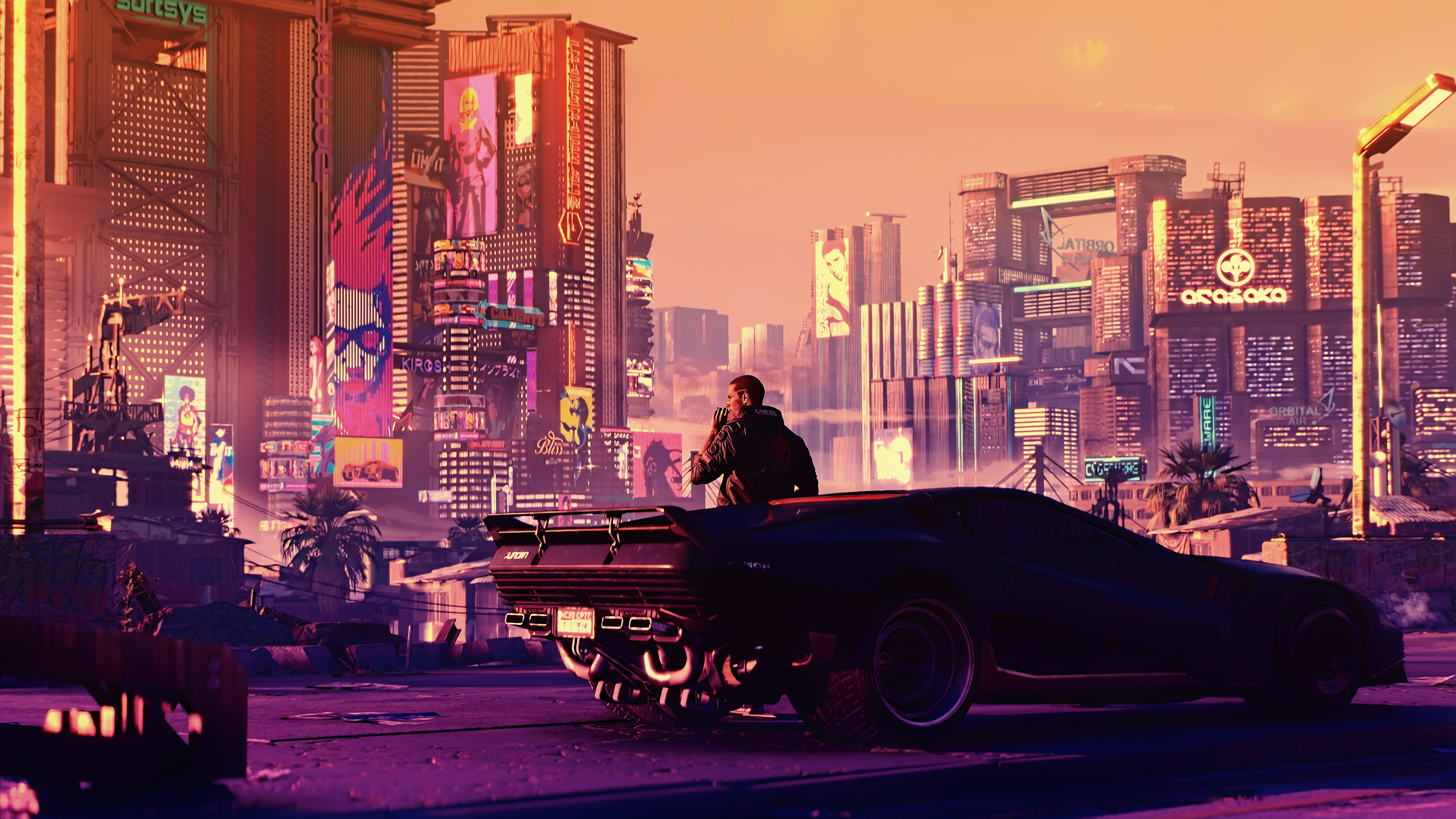 Free download Science Fiction AI Art Concept Art Cyberpunk Futurism Fantasy Sunset Future Landscape City Game CG Car Vehicle 4K Wallpaper, Wallpaper(s) website provided.