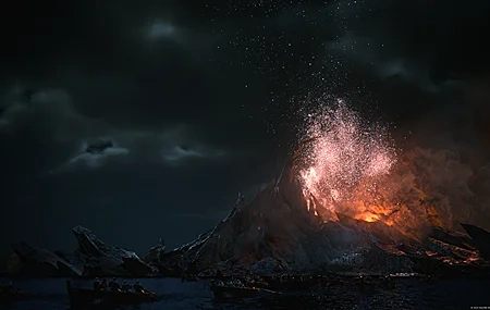 Free download Electronic Games Characters Final Fantasy VI Movie Protagonist JRPG Final Fantasy Screenshot CGI Night Sky Volcano 4K Wallpaper, Wallpaper(s) website provided.