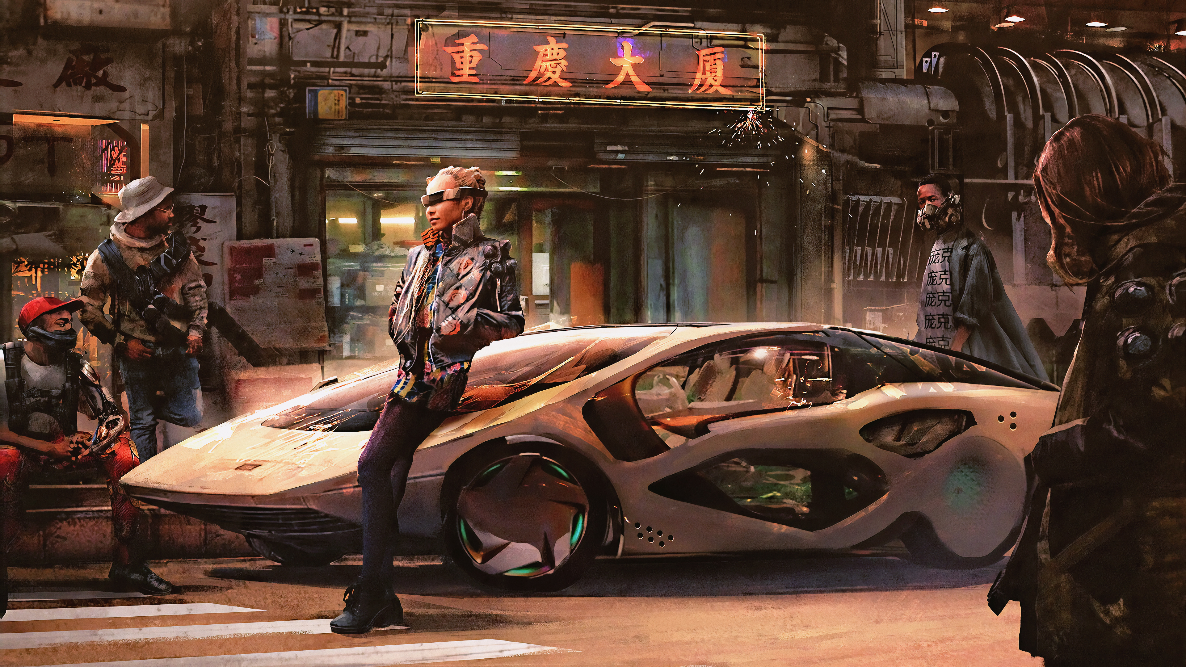 Free download Science fiction novels automobile futuristic AI art concept art cyberpunk painting vehicle city landscape close-up lens reality neon 4K wallpaper, Wallpaper(s) website provided.