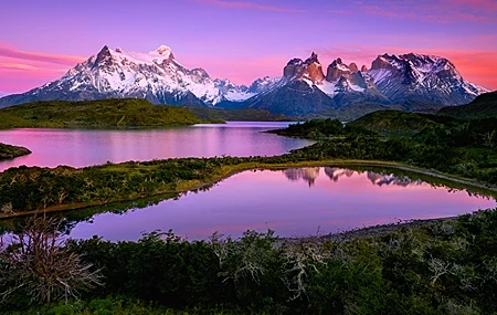 Free download Nature Landscape Trees Water Lake Sky Plant Reflection Mountains Rocks Snow Peaks Sunrise Snow Mountains 4K Wallpaper, Wallpaper(s) website provided.