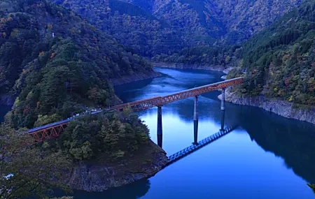 Free download Nature Landscape Trees Forest Water River Wires Bridge Mountains Rainbow Bridge 4K Wallpaper, Wallpaper(s) website provided.