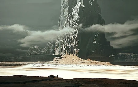 Free download Digital Art Artwork Illustrations CGI Environment Structure Architecture Futuristic Desert Clouds 4K Wallpaper, Wallpaper(s) website provided.