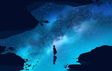 Free download Elegant anime sky girl stars star scene simple background minimalism 4K wallpaper, Wallpaper & 7wallpaper