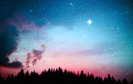Free download sky space stars galaxy dark light pink night forest clouds AI art pictures 4K wallpaper, Wallpaper & 7wallpaper