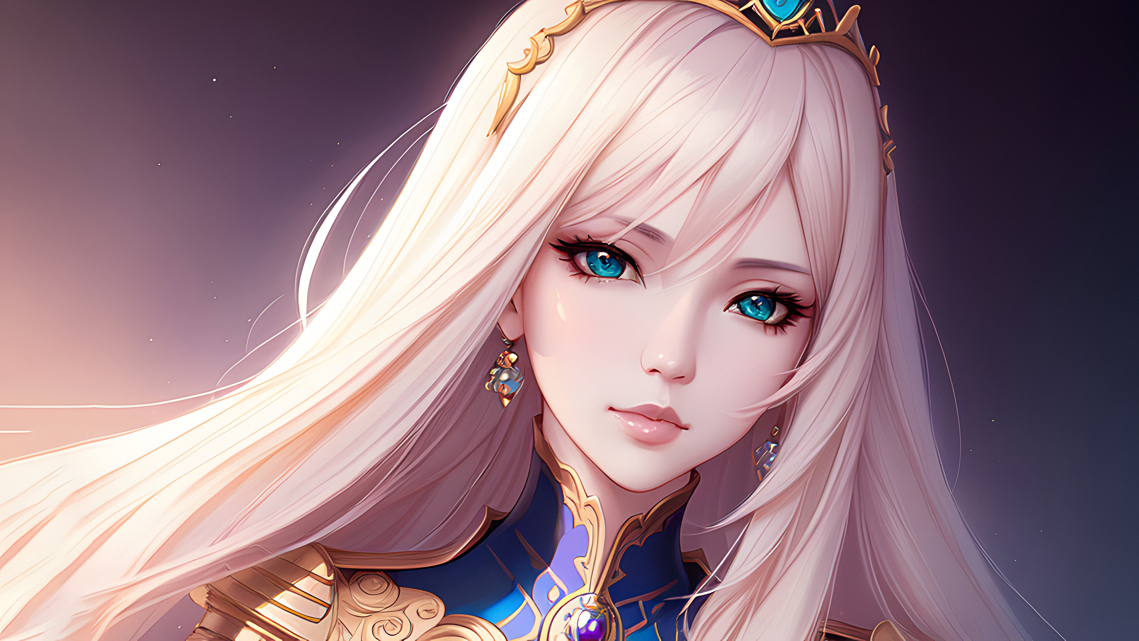 Free download Female Wizard Art Magic Anime Woman White Hair 4K Wallpaper, Wallpaper(s) website provided.