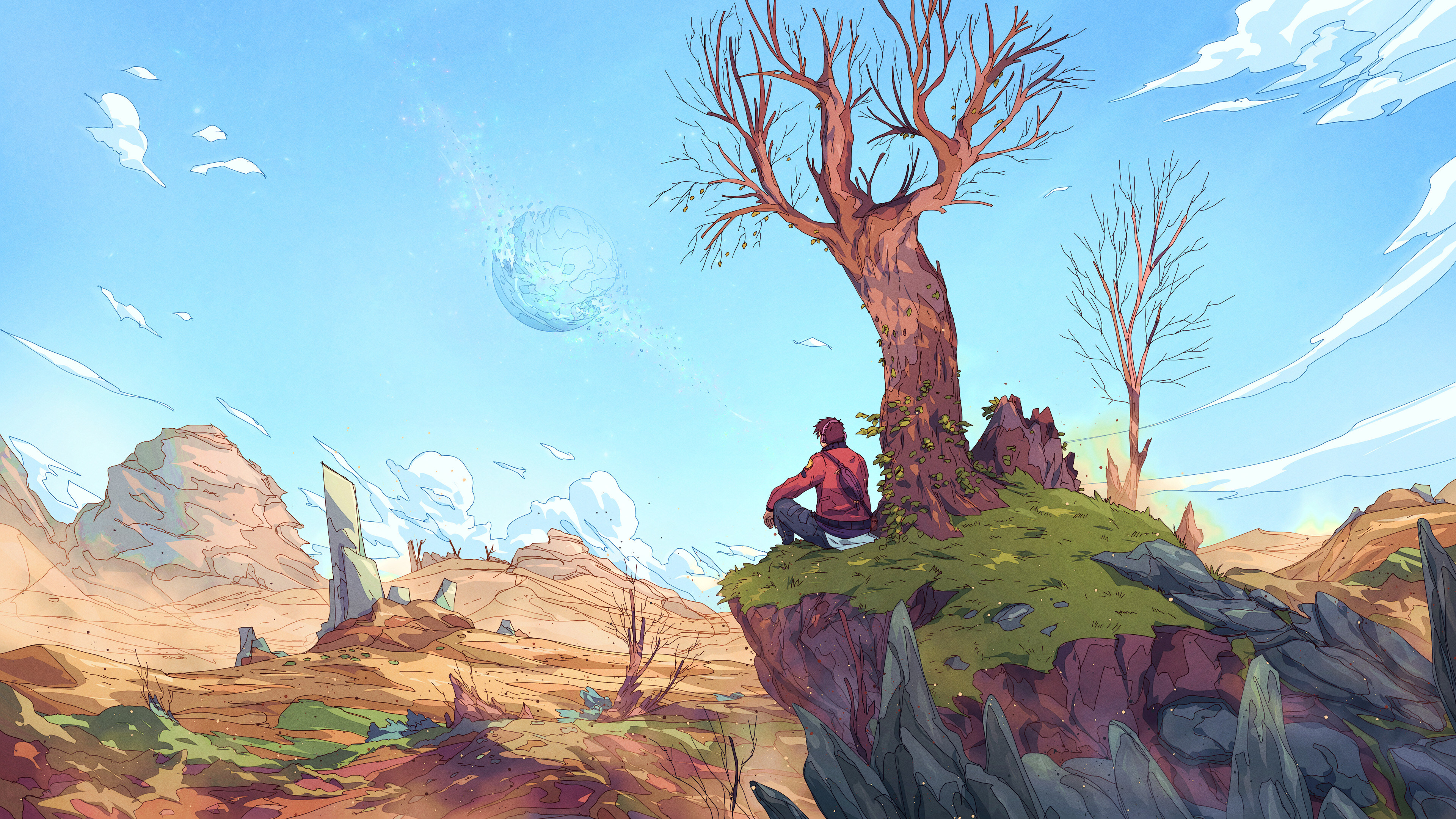 Free download AI Art Fantasy Desert Landscape Trees 4K Wallpaper, Wallpaper(s) website provided.