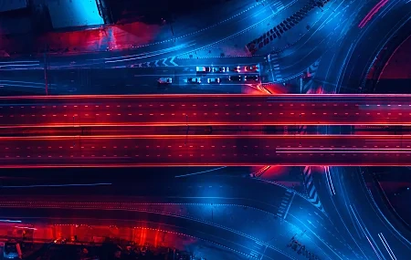 Free download road highway neon lights night top view city lights dark vehicle car street red light 8K wallpaper, Wallpaper(s) website provided.
