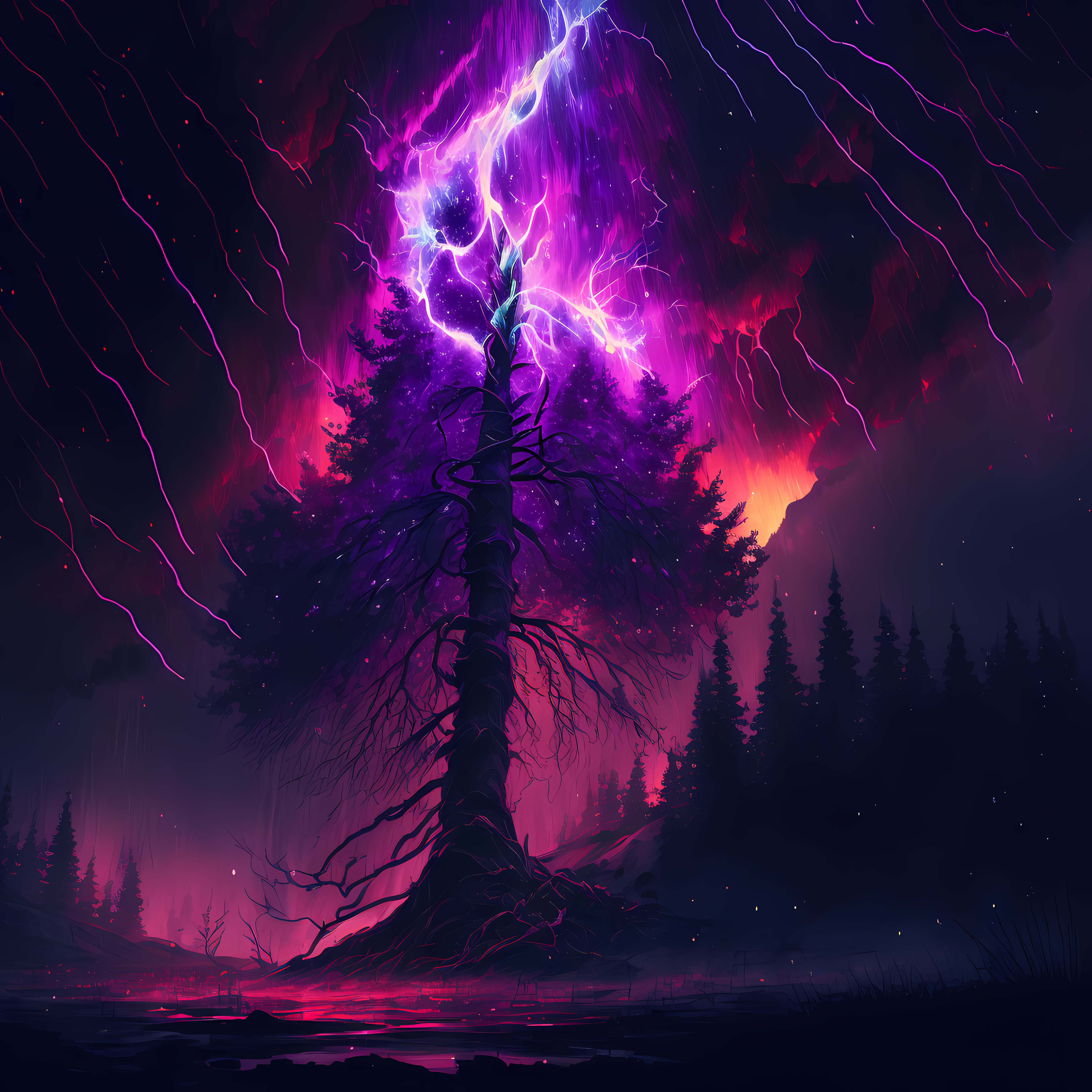 Free download Purple background Lightning Stars Mobile wallpaper 4K wallpaper, Wallpaper(s) website provided.
