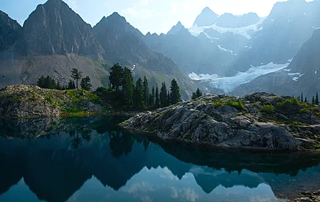 Free download Nature Landscape Trees Rocks Snow Water Sunshine Mountains 4K Wallpaper, Wallpaper & 7wallpaper