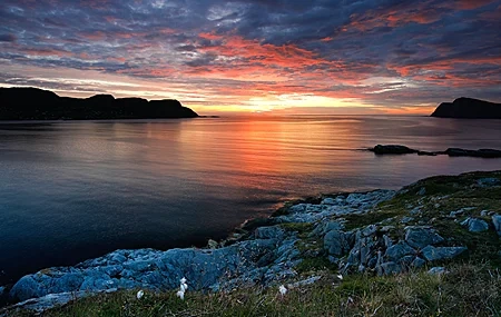 Free download Nature Landscape Sky Cloud Rock Grass Water Sea Mountain Horizon Red Clouds Vision Low Light 4K Wallpaper, Wallpaper & 7wallpaper
