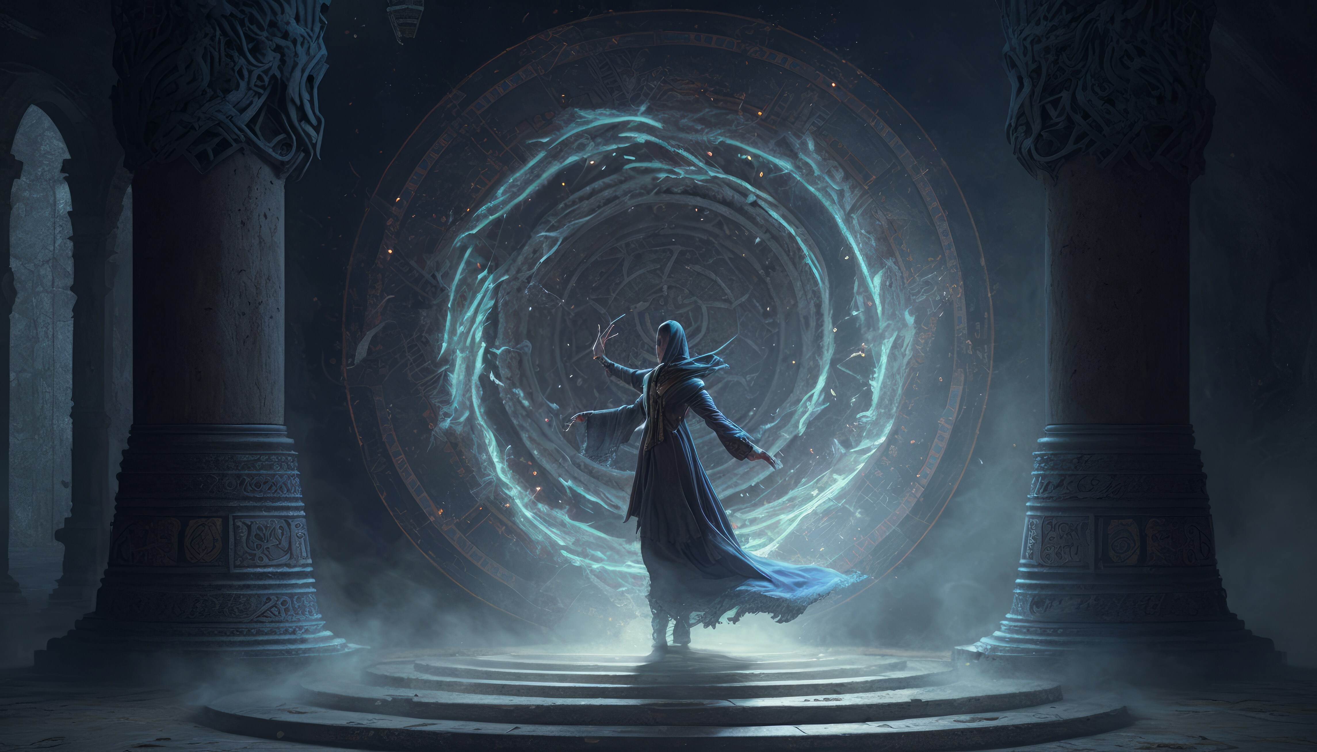 Free download Female Art Illustration Magic Portal 4K Wallpaper, Wallpaper(s) website provided.