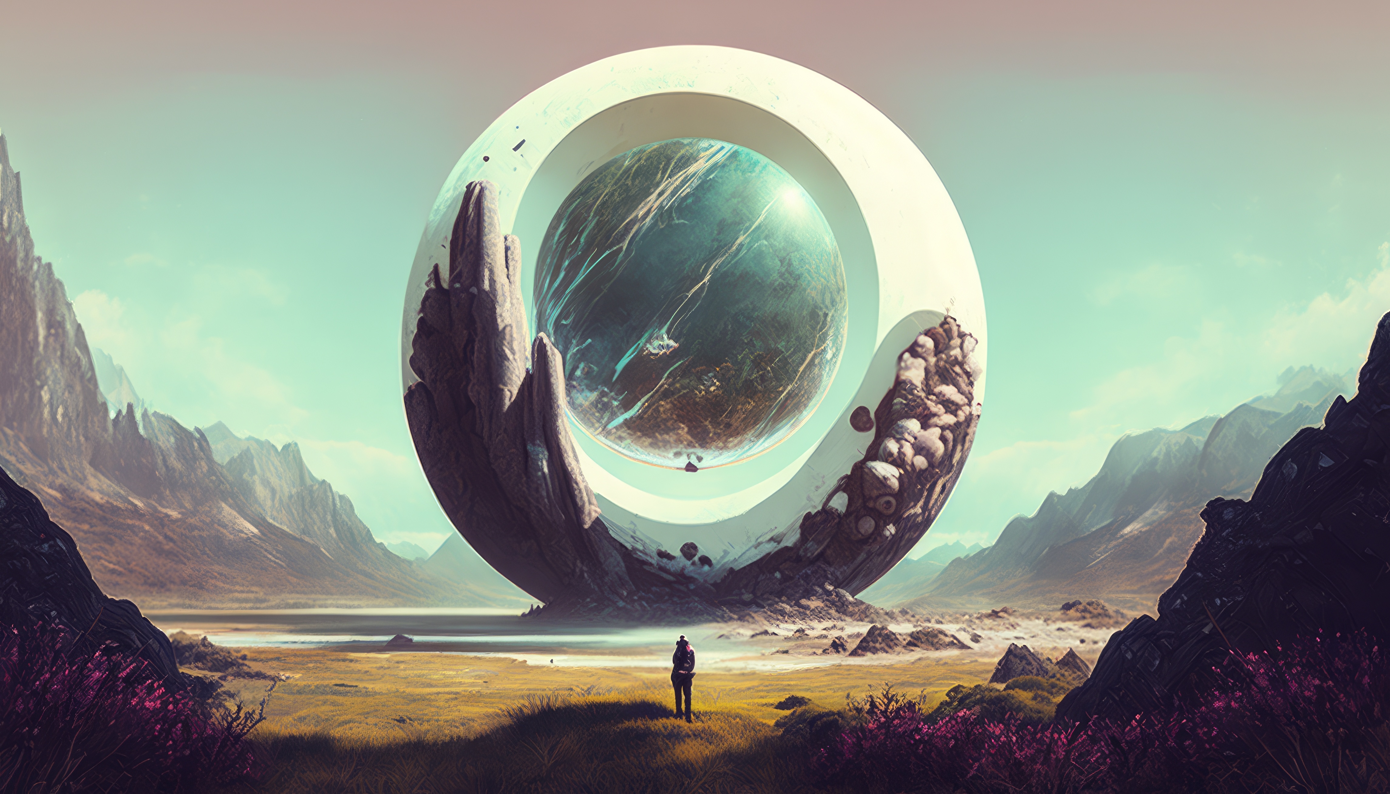 Free download Art Illustrations Circle Surrealism Simple Background Minimalism 4K Wallpaper, Wallpaper(s) website provided.