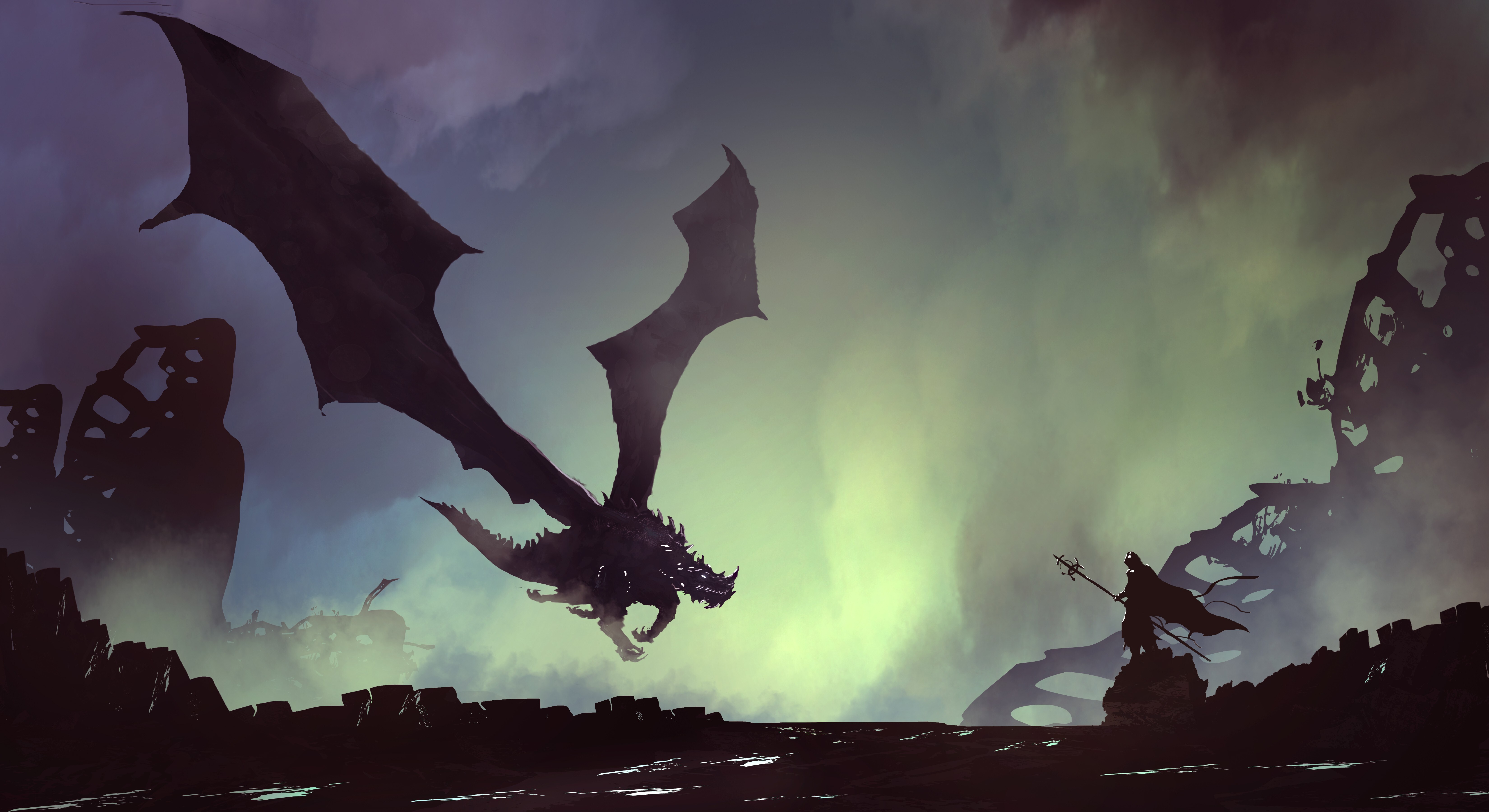 Free download Hero Warrior Fantasy Art AI Art Dragon Demon 4K Wallpaper, Wallpaper(s) website provided.