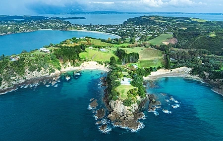 Free download Landscape Peninsula Rock Field Trees Water City Horizon Nature 4K Wallpaper, Wallpaper & 7wallpaper