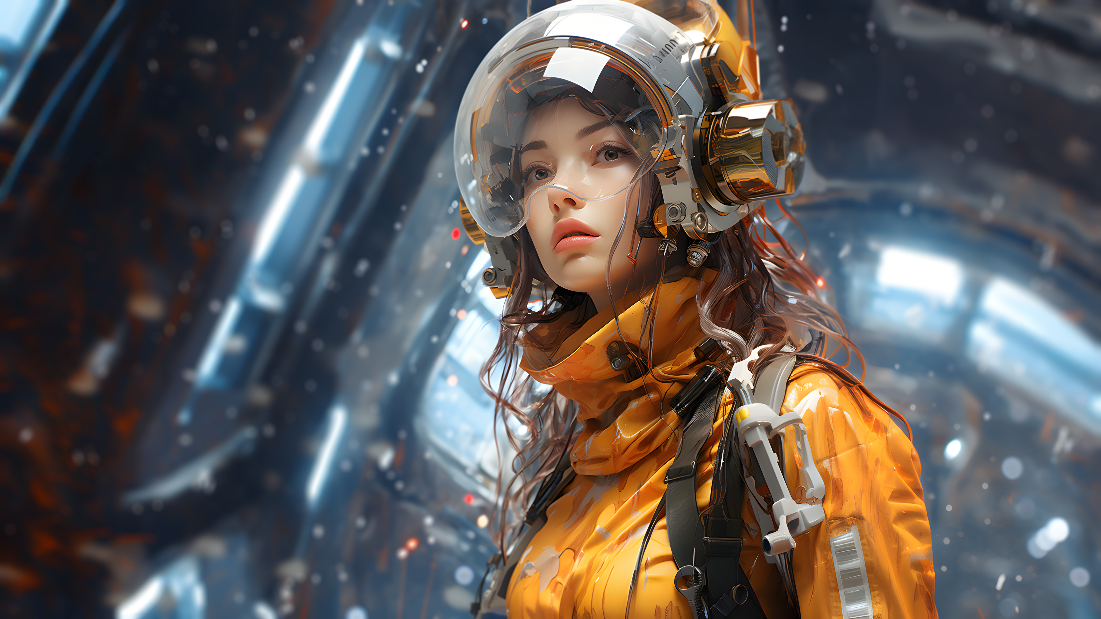 Free download Women Long Hair Art AI Art 4K Wallpaper, Wallpaper(s) website provided.