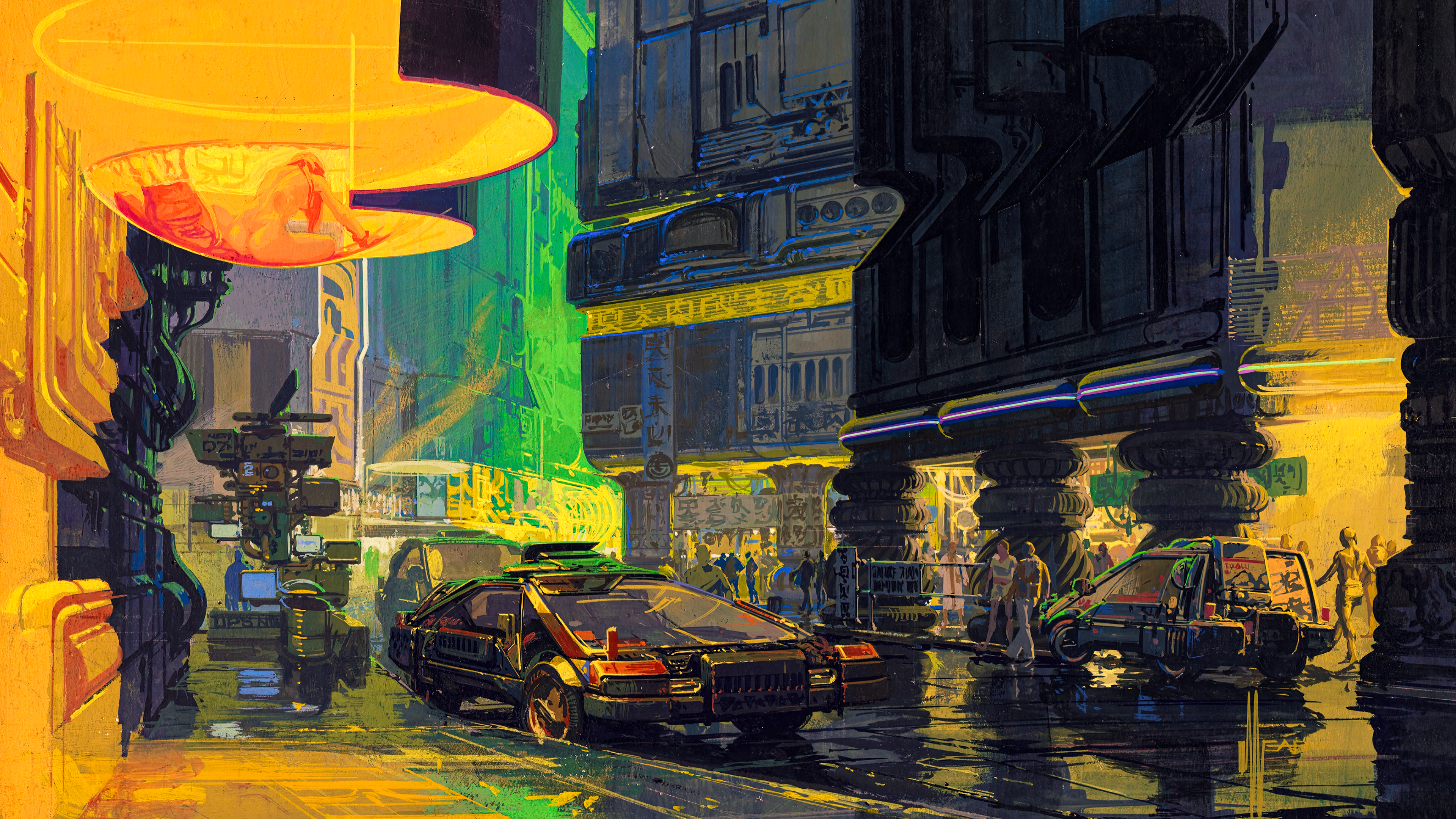 Free download Silver Wings Killer Dystopia Street Painting 4K Wallpaper, Wallpaper(s) website provided.