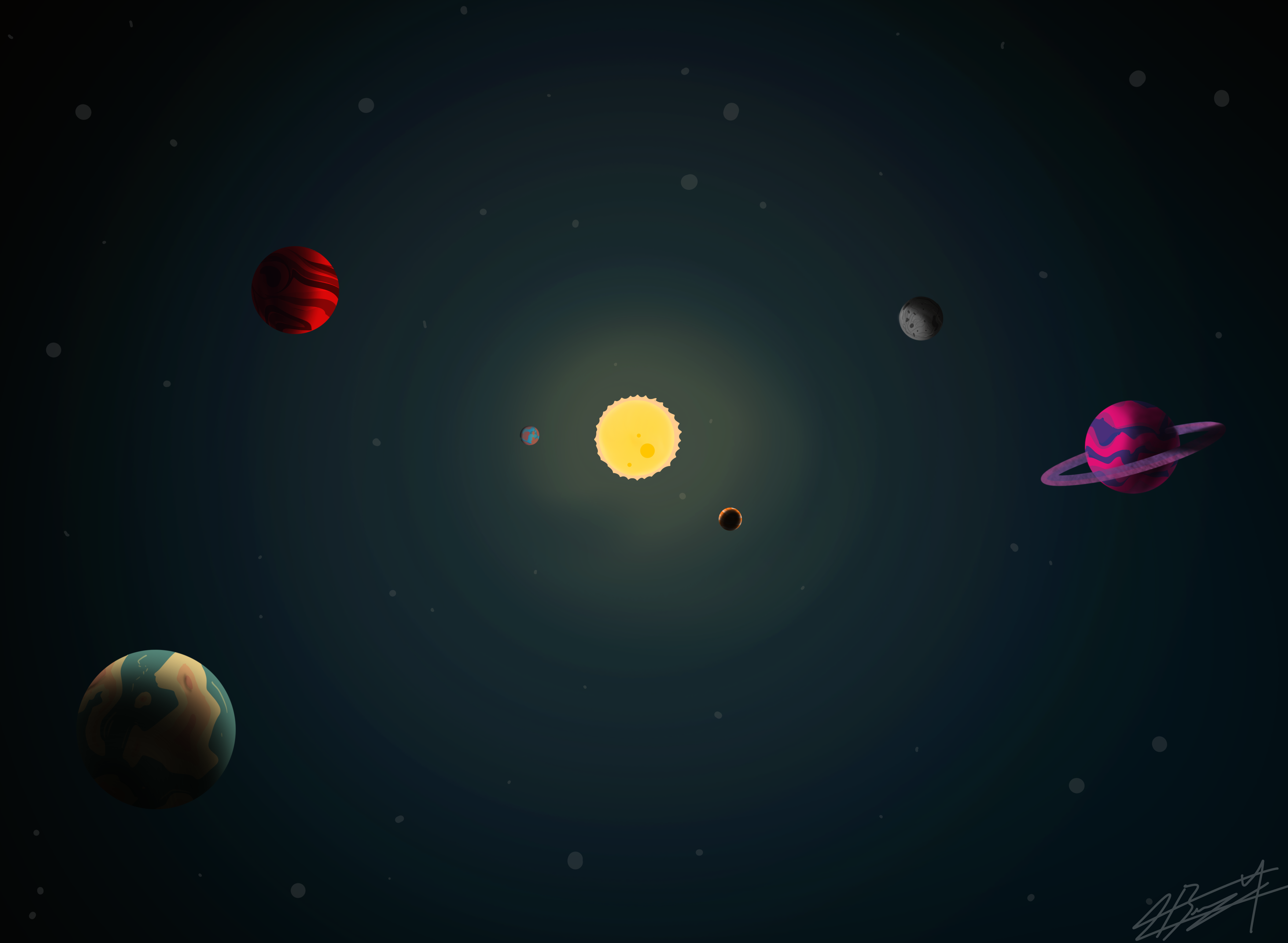 Free download Space Drawing Planet Space Milky Way Sun Stars 4K Wallpaper, Wallpaper(s) website provided.