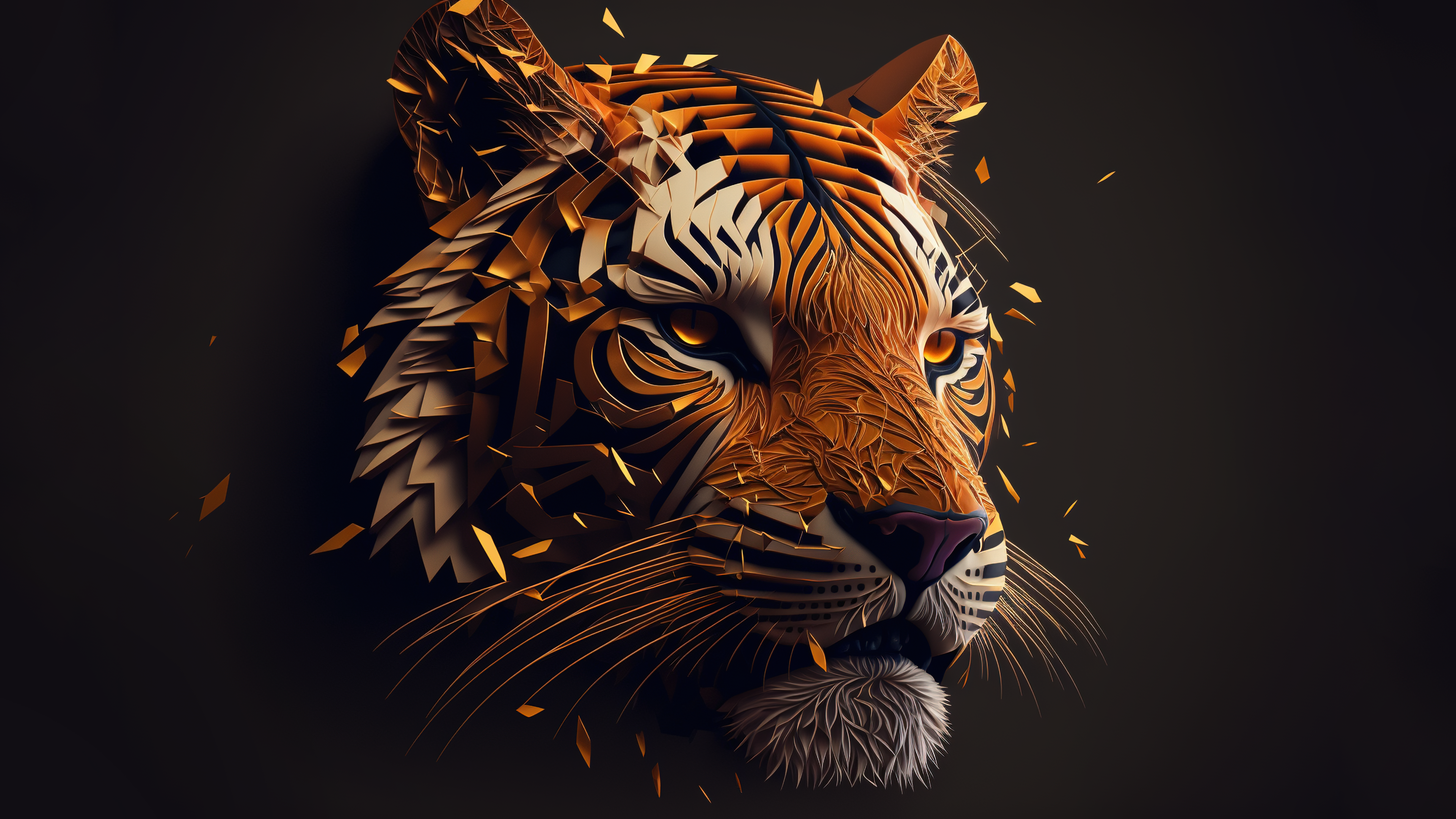 Free download Animal Minimalism Tiger Closeup 4K Wallpaper, Wallpaper(s) website provided.