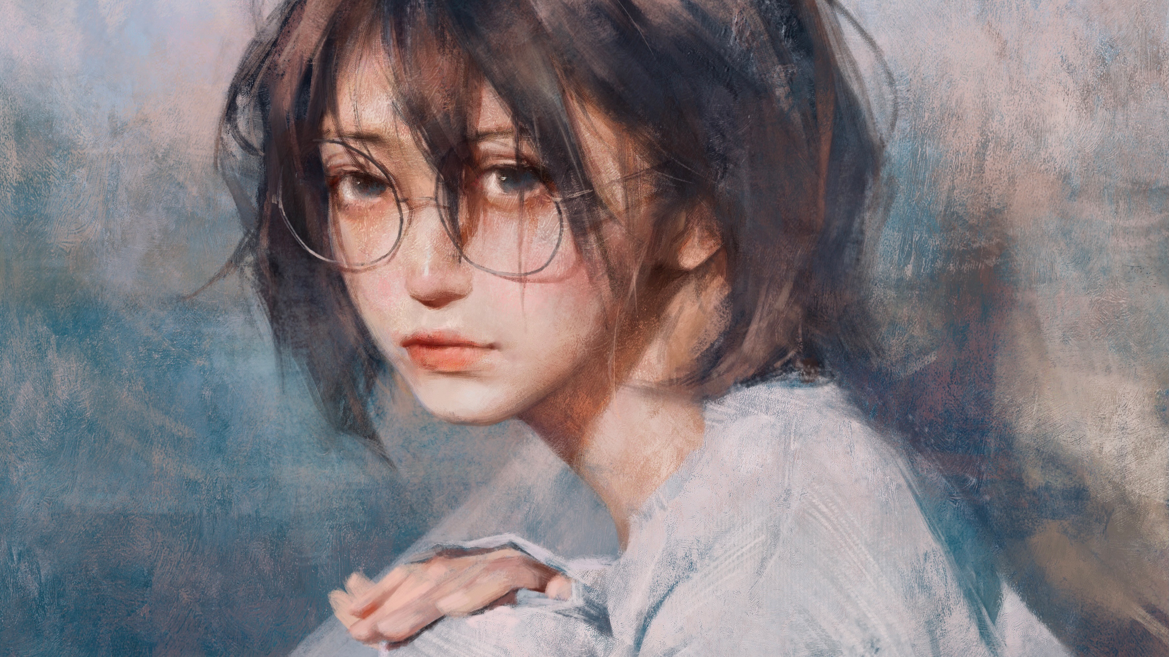 Free download Female AI Art Glasses Painting 4K Wallpaper, Wallpaper(s) website provided.