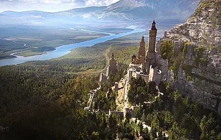 Free download AI Art Castle Forest Nature 4K Wallpaper, Wallpaper(s) website provided.