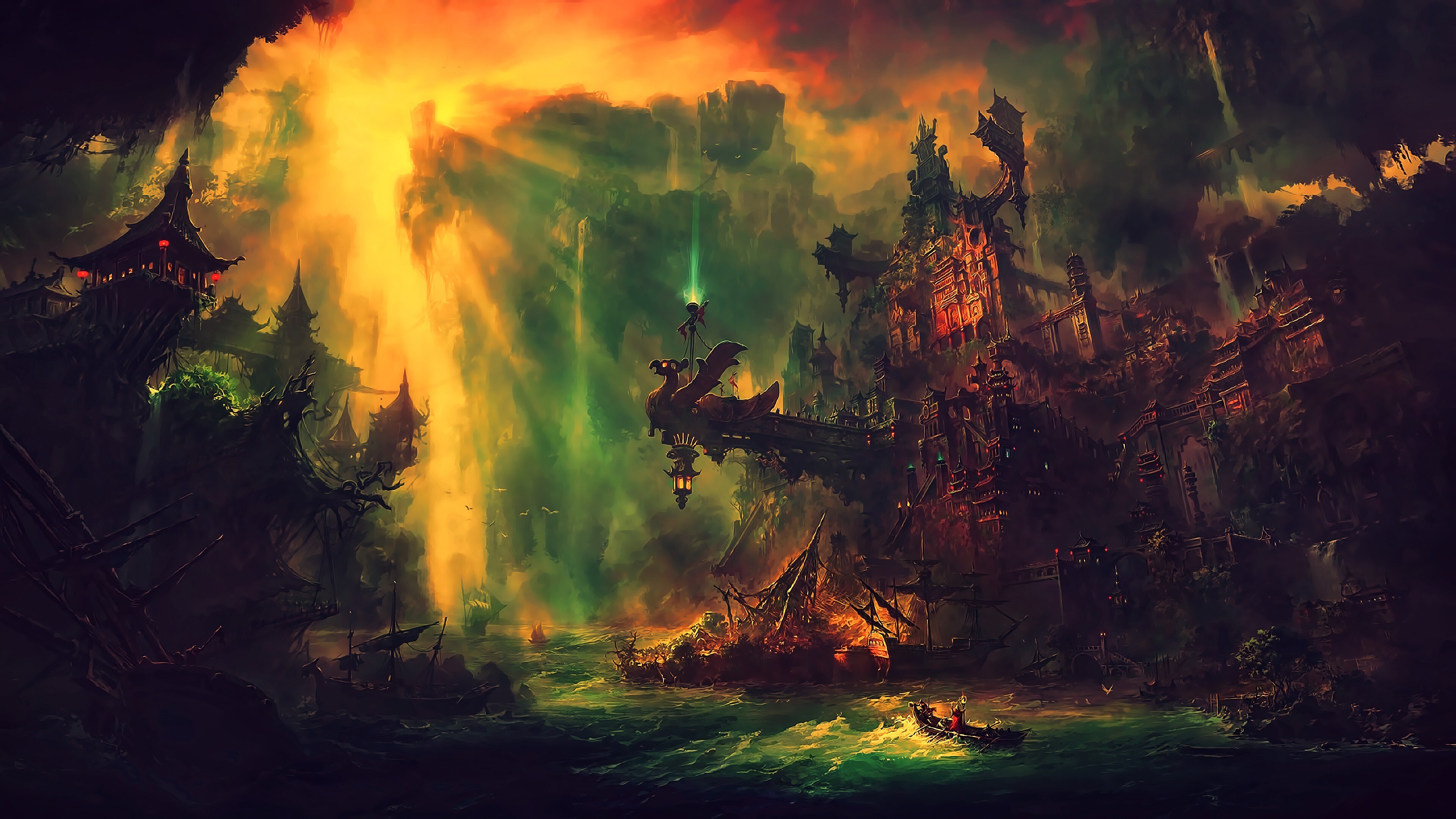 Free download Fantasy Art Fantasy City Art Art Works 4K Wallpaper, Wallpaper(s) website provided.