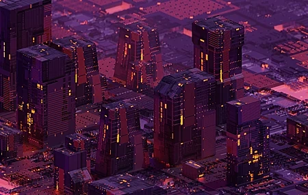 Free download Pictures AI Art City Depth of Field Abstract Purple 4K Wallpaper, Wallpaper & 7wallpaper