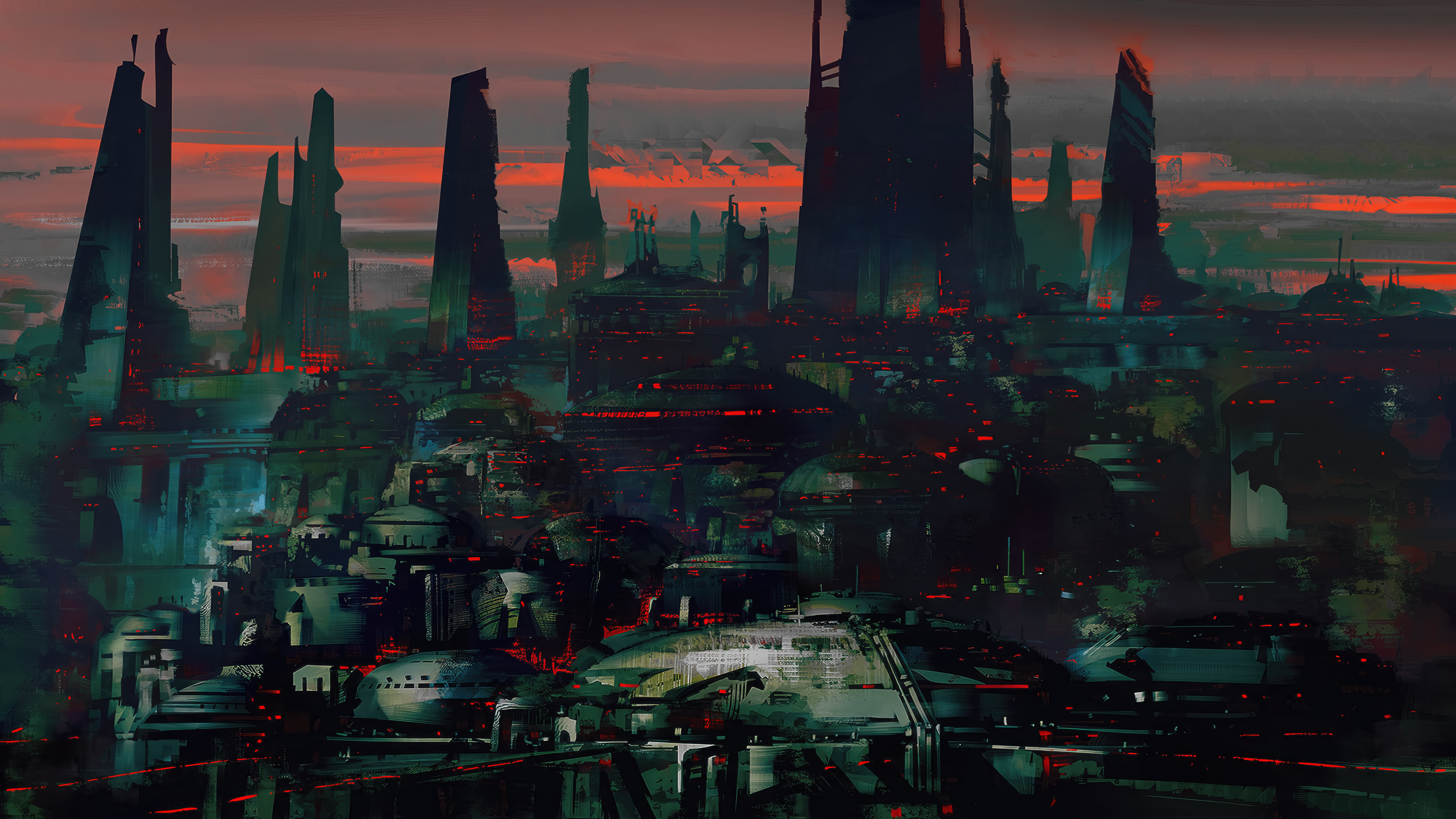 Free download architecture city abstract sunset digital art ark tower 4K wallpaper, Wallpaper(s) website provided.
