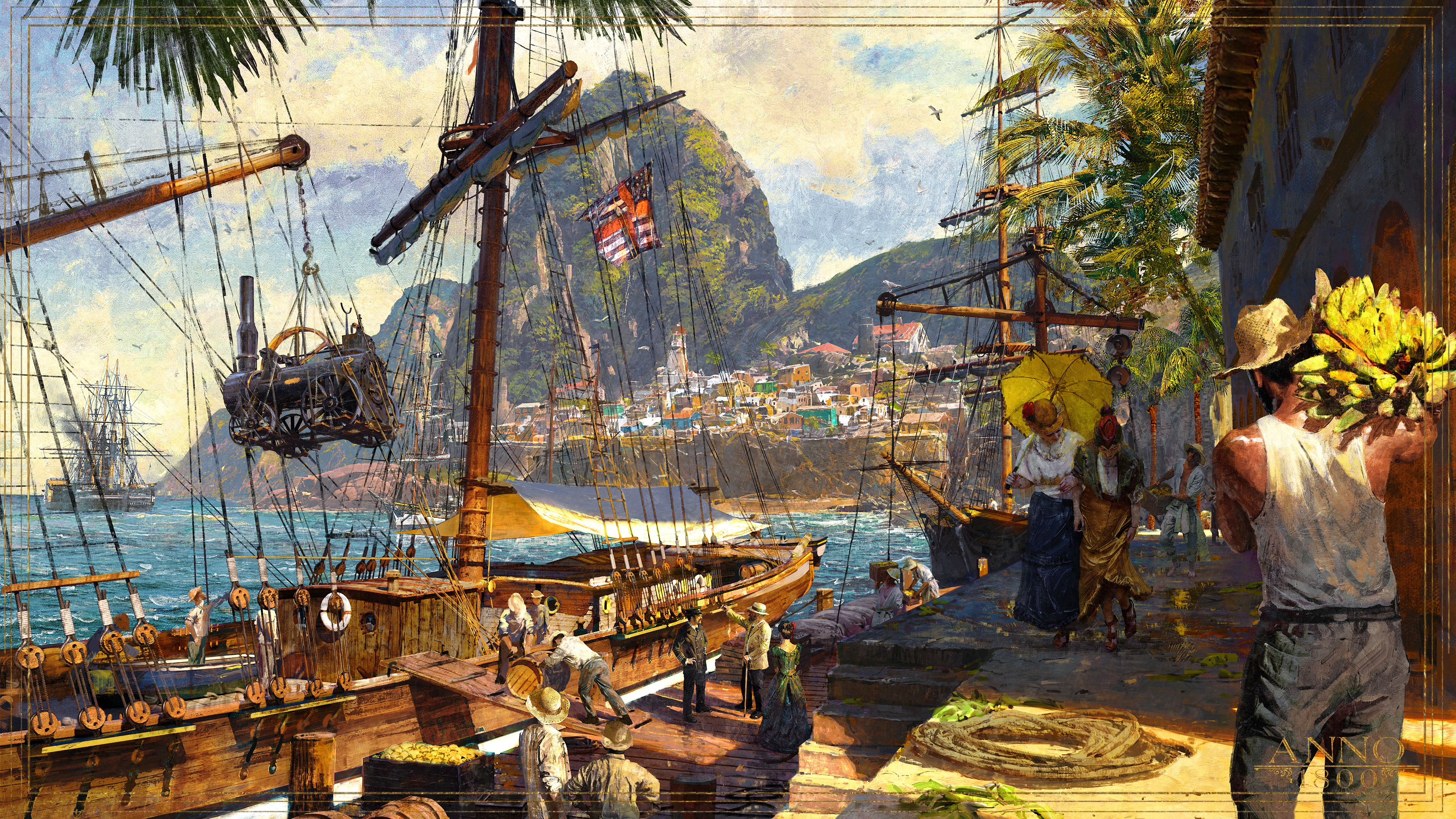 Free download AI Art Ship Harbor Sailing Pier Banana 4K Wallpaper, Wallpaper(s) website provided.