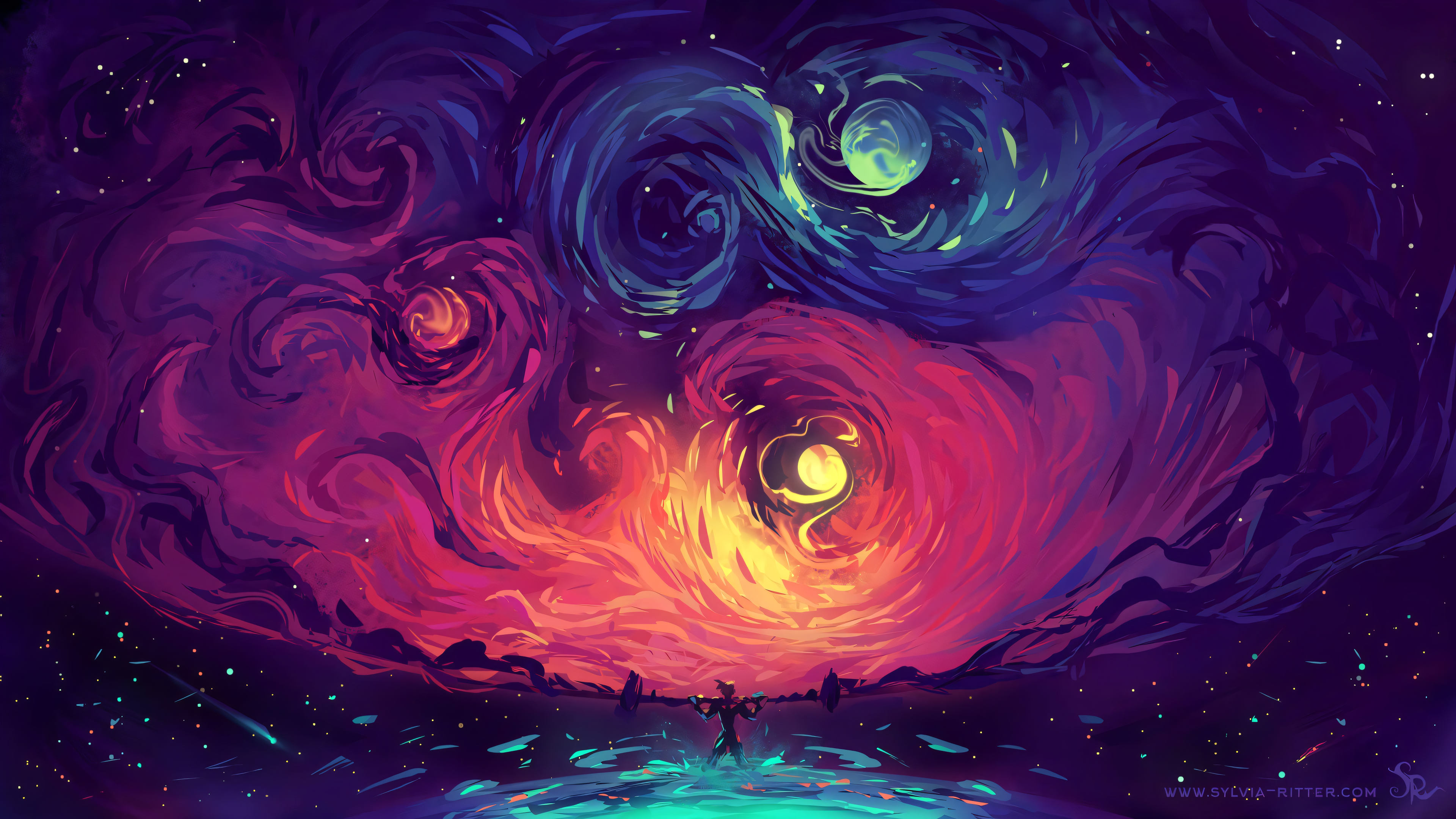 Free download Colorful Joy Space Planet Glowing Digital Art Upgrade 4K Wallpaper, Wallpaper(s) website provided.