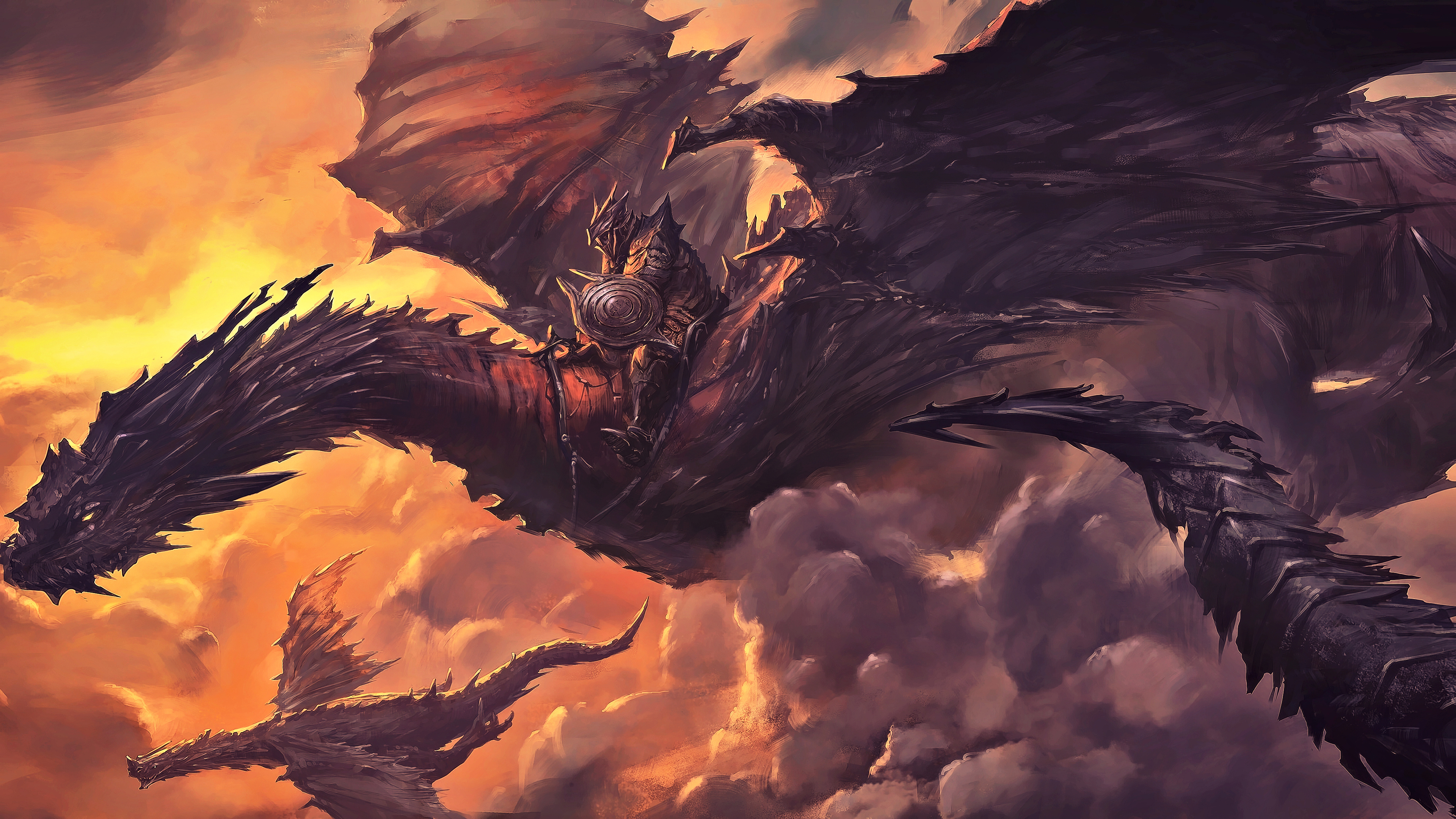 Free download Knight Fantasy Art Landscape AI Art Concept Art Dragon 4K Wallpaper, Wallpaper(s) website provided.