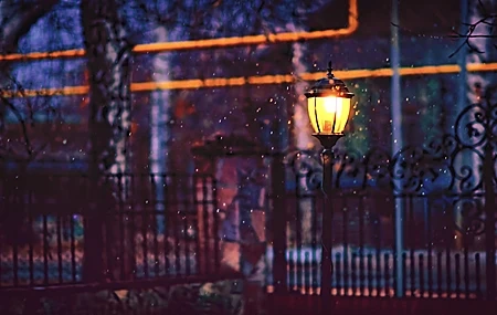 Free download Photography Street Lights Winter Snow Warm Fence Lanterns 4K Wallpaper, Wallpaper & 7wallpaper