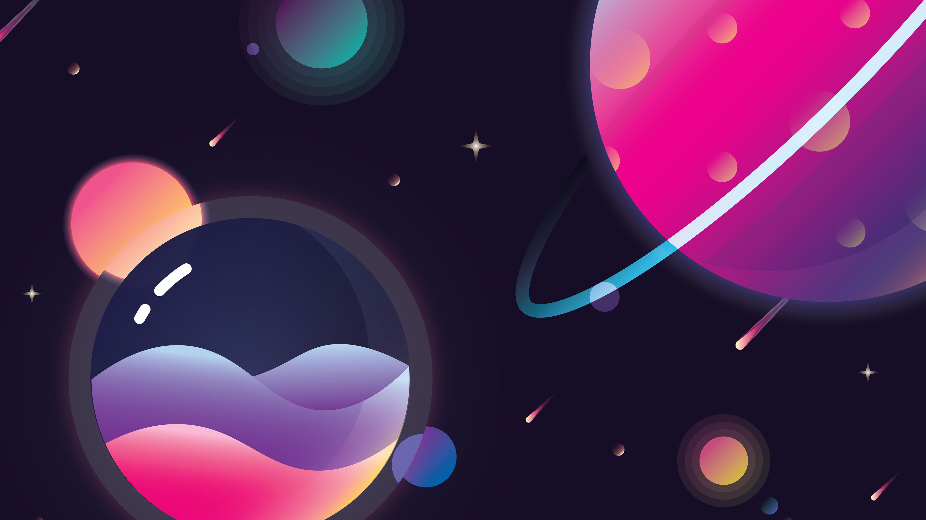 Free download AI Art Original Illustration Illustration Vector Graphics Minimalism Simple Background Planet Saturn Meteor Comet Space Space Escape Space Art Garay Stars Landscape Universe Nebula 4K Wallpaper, Wallpaper(s) website provided.