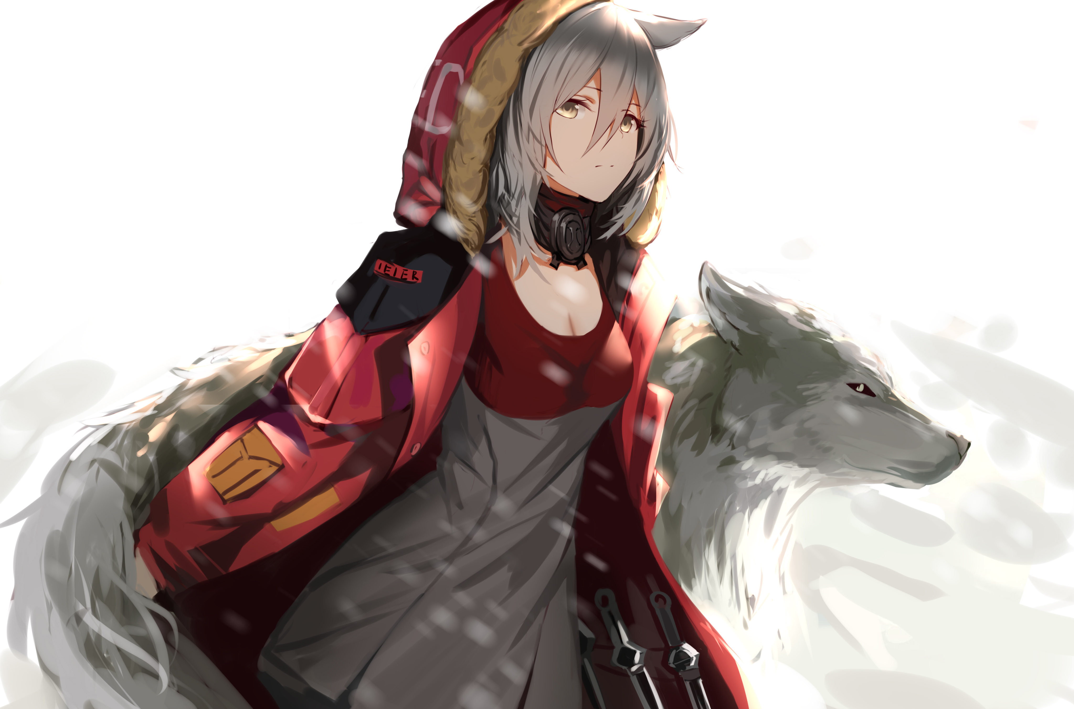Free download Anime Girl Wolf AI Art Art Works Ark of Tomorrow Red Projection 4K Wallpaper, Wallpaper(s) website provided.