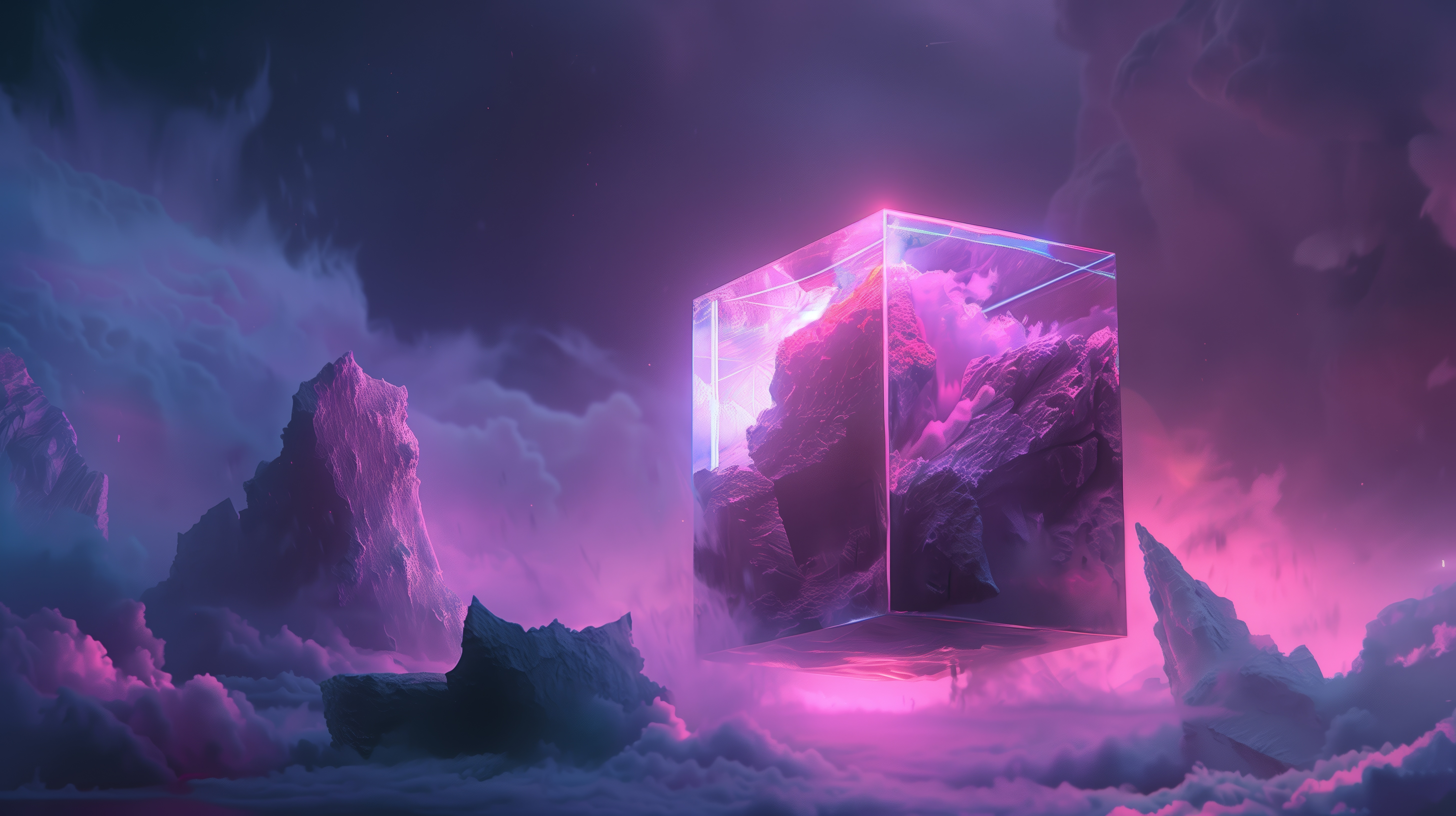 Free download Illustrations Cube Neon Smoke Rock Computer Stickers 4K Stickers, Wallpaper(s) website provided.