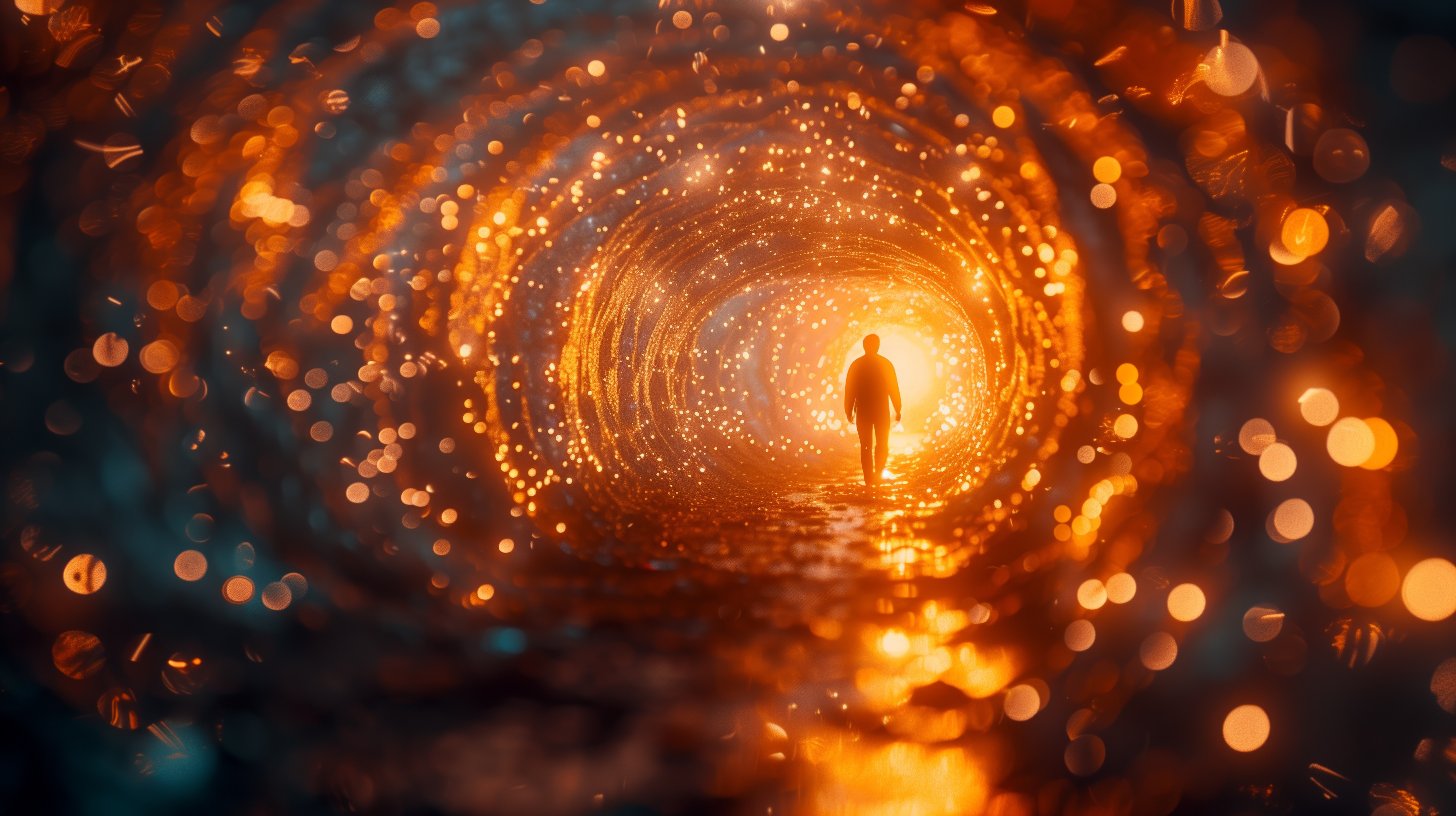 Free download Artificial Intelligence Art Tunnel Light Bokeh Particle Silhouette Computer Wallpaper 4K Wallpaper, Wallpaper(s) website provided.