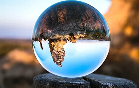 Free download Nature Landscape Tree Trunk Wood Sphere Glass Reflection Mountains Rocks Trees Depth of Field Computer Wallpaper 4K Wallpaper, Wallpaper & 7wallpaper