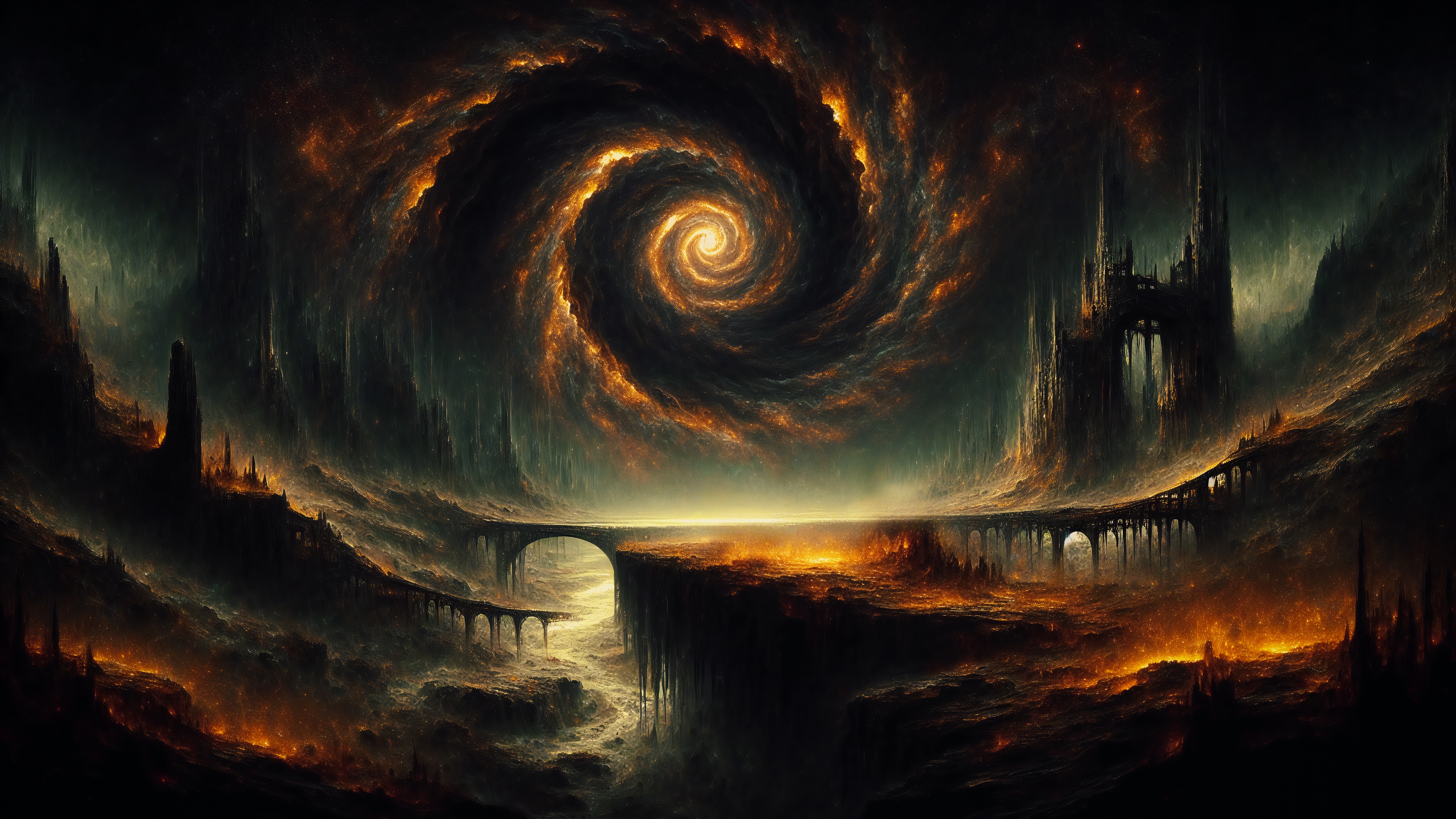 Free download Dark Fantasy Magic Vortex Castle Flame Computer Stickers 4K Stickers, Wallpaper(s) website provided.