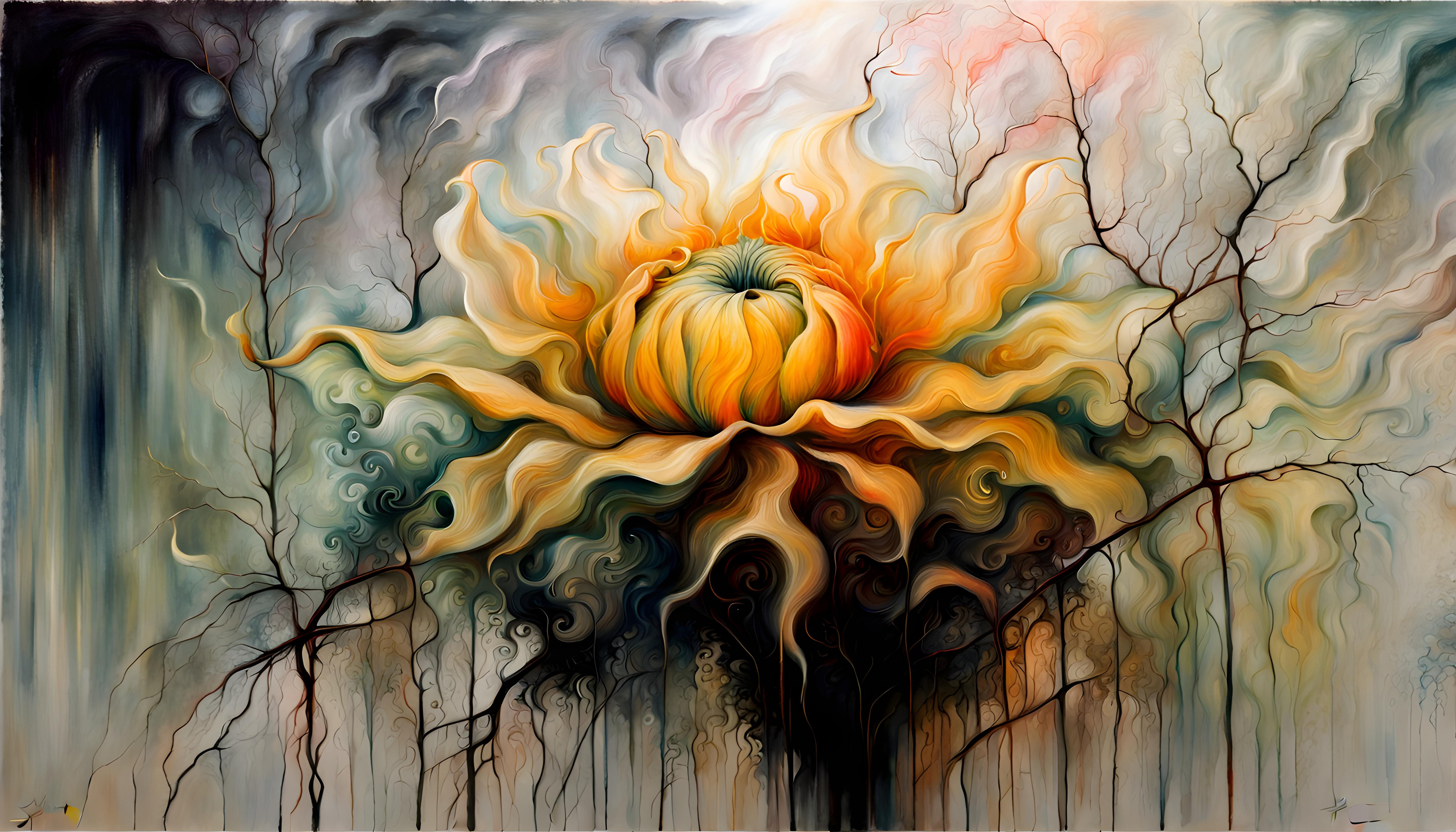 Free download Abstract oil painting yellow leaves artificial intelligence art flower computer wallpaper 4K wallpaper, Wallpaper(s) website provided.