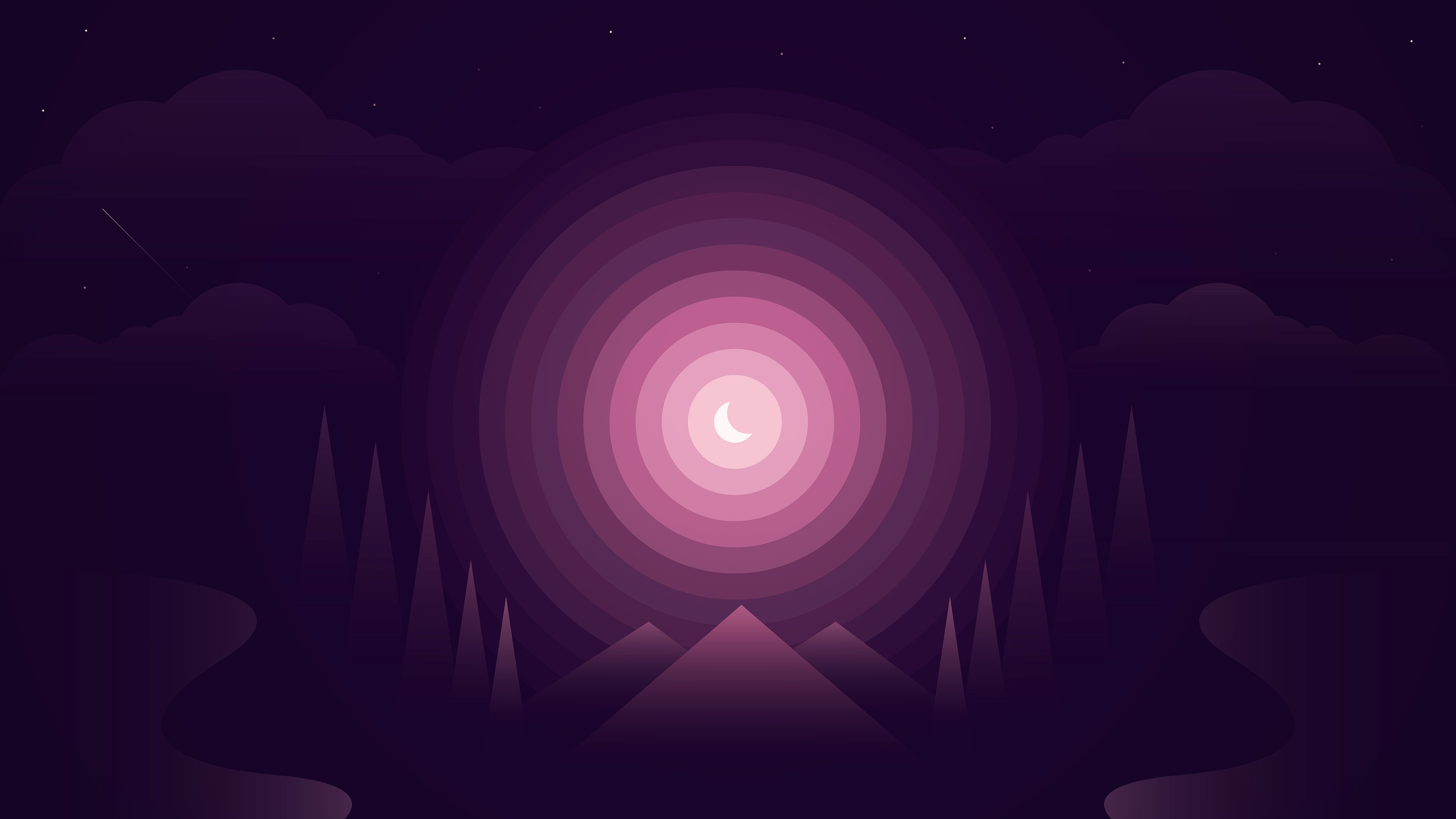 Free download Gradient Landscape Night Scenery Abstract AI Art Moon Vector Minimalism Computer Wallpaper 4K Wallpaper, Wallpaper(s) website provided.