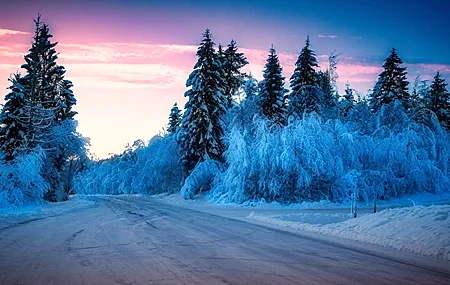 Free download winter outdoor ice cold snow road purple sky sunshine 4K wallpaper, Wallpaper & 7wallpaper