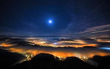 Free download Landscape Mountains Nature Moon 4K Wallpaper, Wallpaper & 7wallpaper