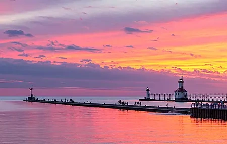 Free download people landscape sunset outdoor pier lighthouse horizon reflection cloud lake river computer wallpaper 4K wallpaper, Wallpaper & 7wallpaper