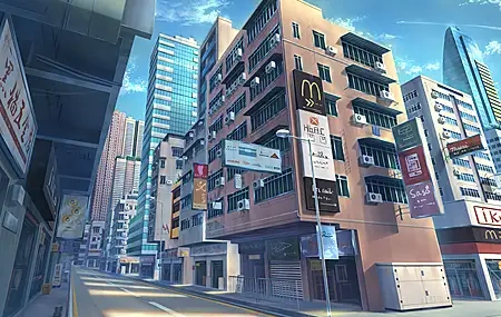 Free download Anime Cityscape Asia Street Blue, 4K Wallpaper, Wallpaper & 7wallpaper