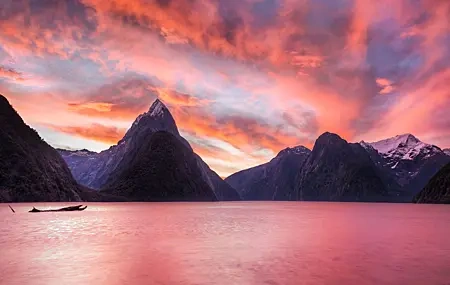 Free download Snow Peak Scenery Sunset Red Sky Mountains 4K Wallpaper, Wallpaper & 7wallpaper