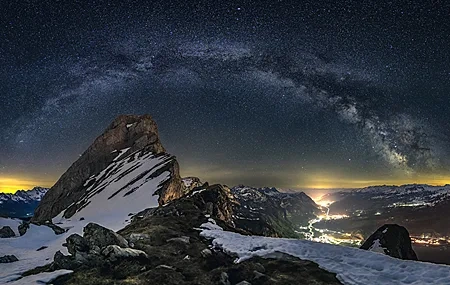 Free download Rock Night Snow Stars Starry Night 4K Wallpaper, Wallpaper & 7wallpaper