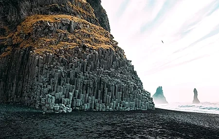 Free download Beach Landscape Iceland Rocks Rock Construction Cliffs Coast Waves Ocean Basalt Columns 4K Wallpapers 4K Wallpapers, Wallpaper & 7wallpaper