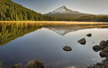 Free download Reflection Landscape Photography Sunrise Water Rocks Snow Trees Snow Mountain Nature Computer Wallpaper 4K Wallpaper, Wallpaper & 7wallpaper