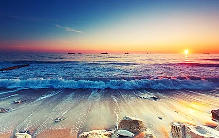 Free download Sunset Beach Waves 4K Wallpaper, Wallpaper & 7wallpaper